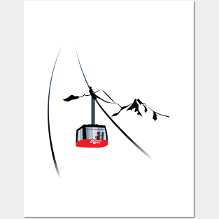 Jackson Hole cable car and skier Posters and Art